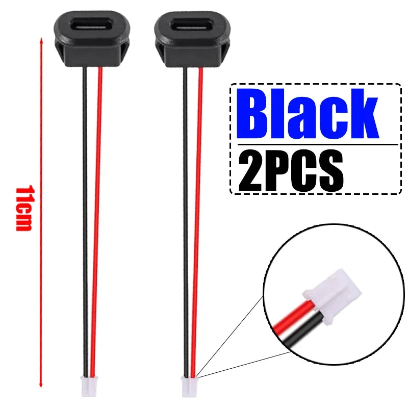 USB-C Waterproof Pigtail Cable – Female Chassis 2-Pin Solder