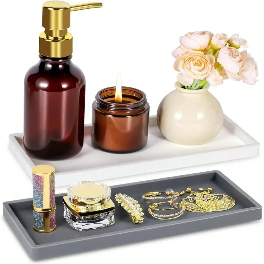 Silicone Bathroom Counter Tray – Shatterproof Vanity Organizer