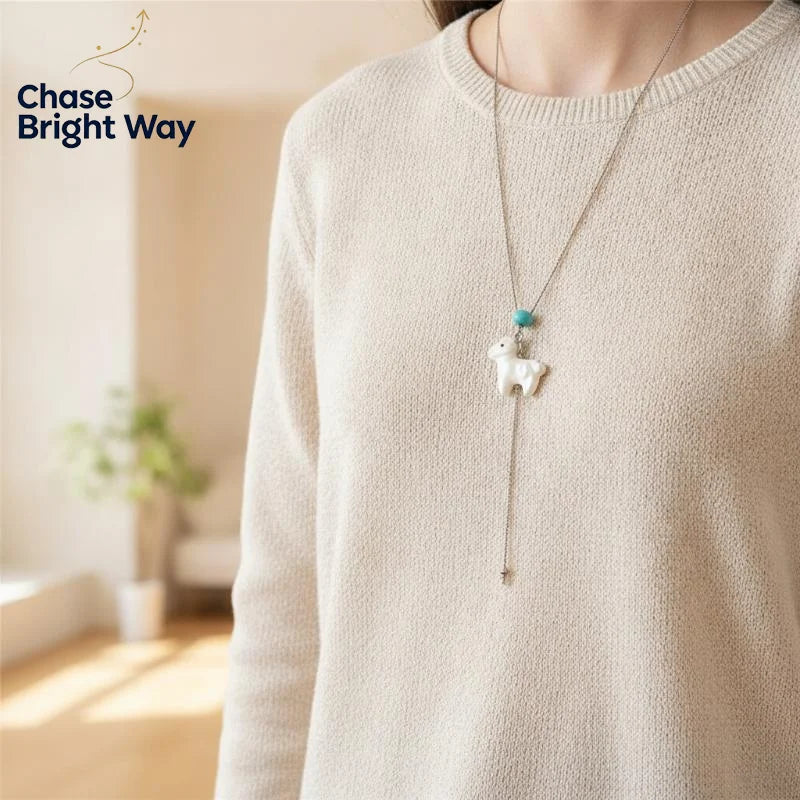 Women's Lamb Lariat Necklace – Tiger's Eye & CZ Pendant