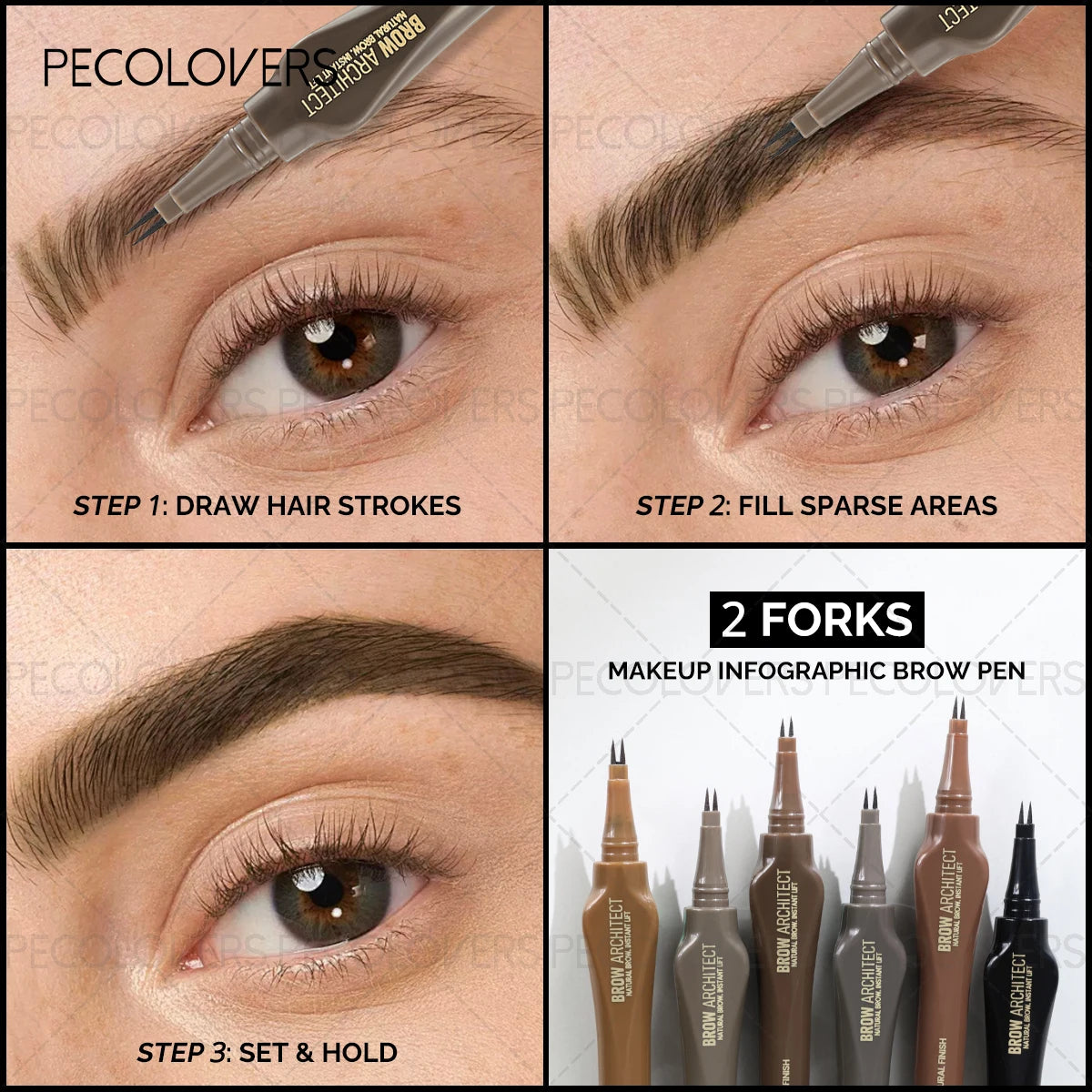 SAMMY Double Fork Eyebrow Pen – Sweatproof Long-Lasting Cream