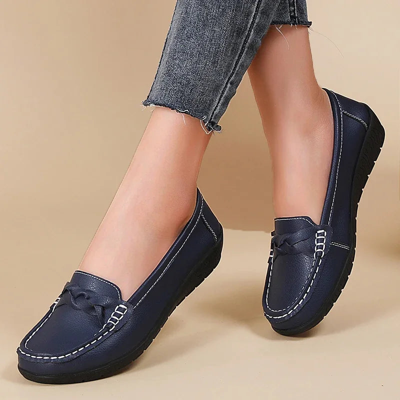 LEDP Women's Slip-On Leather Loafer Flats | Sizes EU 35–44