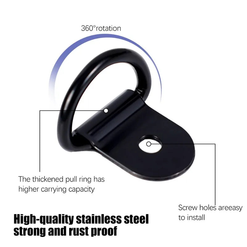 Black D-Ring Tie Down Anchor Rings – Truck Trailer RV Boat