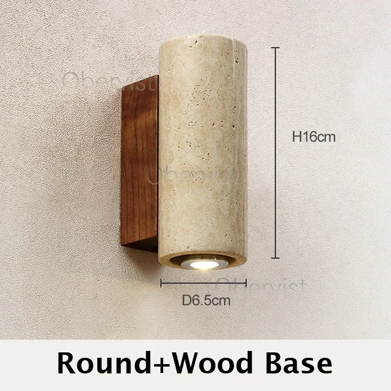 Wabi Sabi Travertine LED Wall Sconce | Bedroom & Living Room