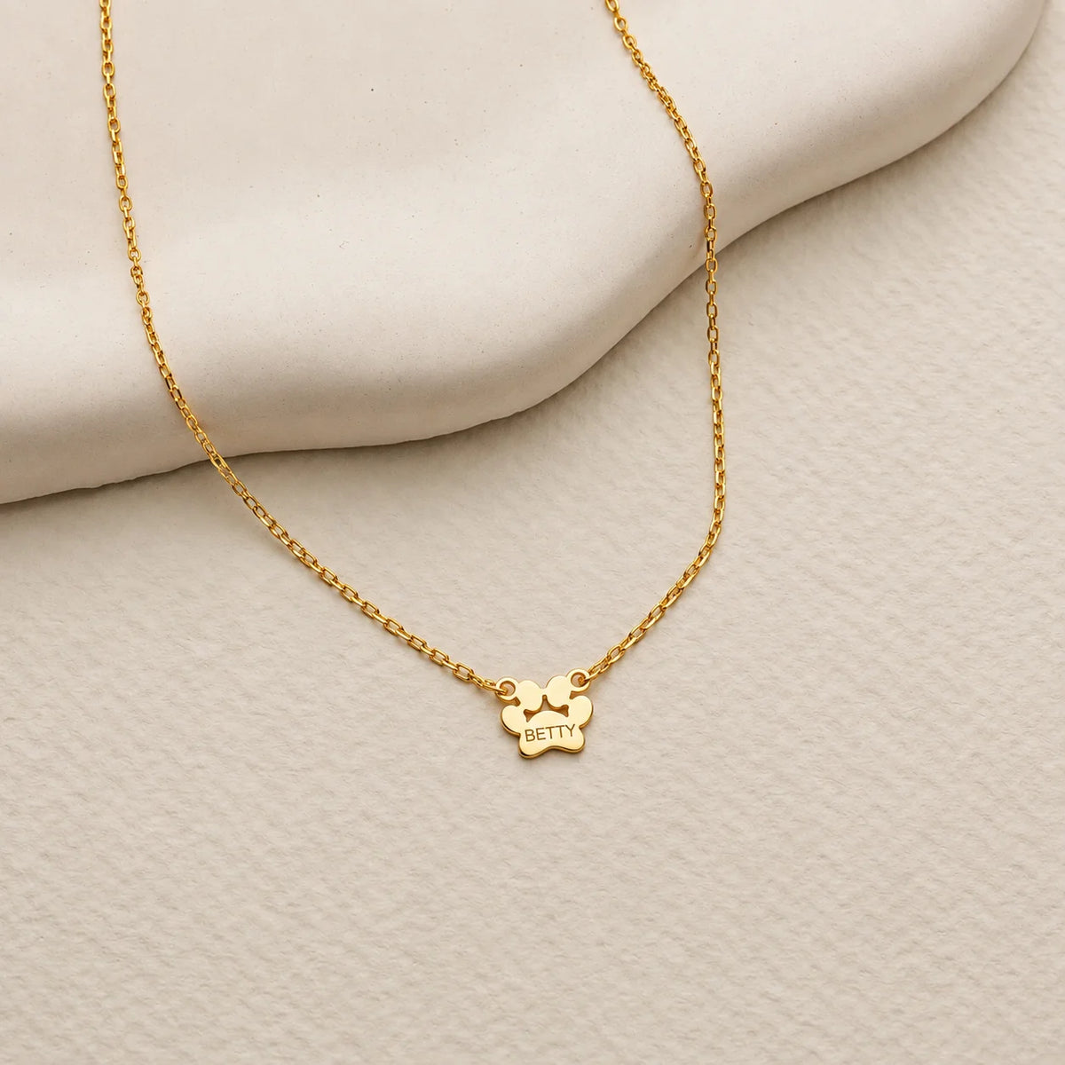 Personalized Paw Print Necklace – Custom Engraved Pet Name
