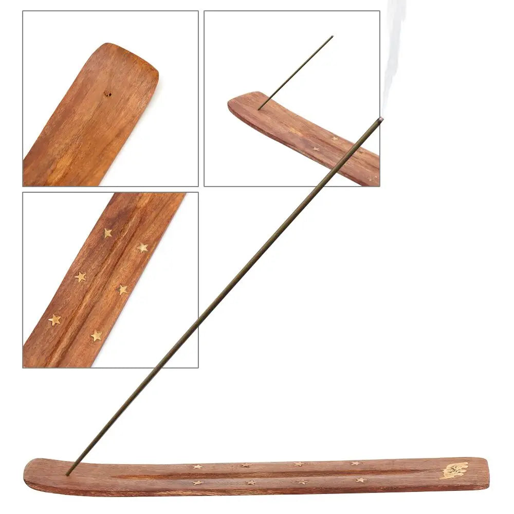 Retro Wood Incense Holder – Ash Catcher Joss Stick Censer