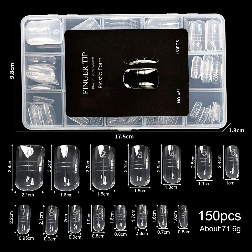 Gel Dual Nail Forms 70/140/150Pcs – 14 Sizes Reusable Molds