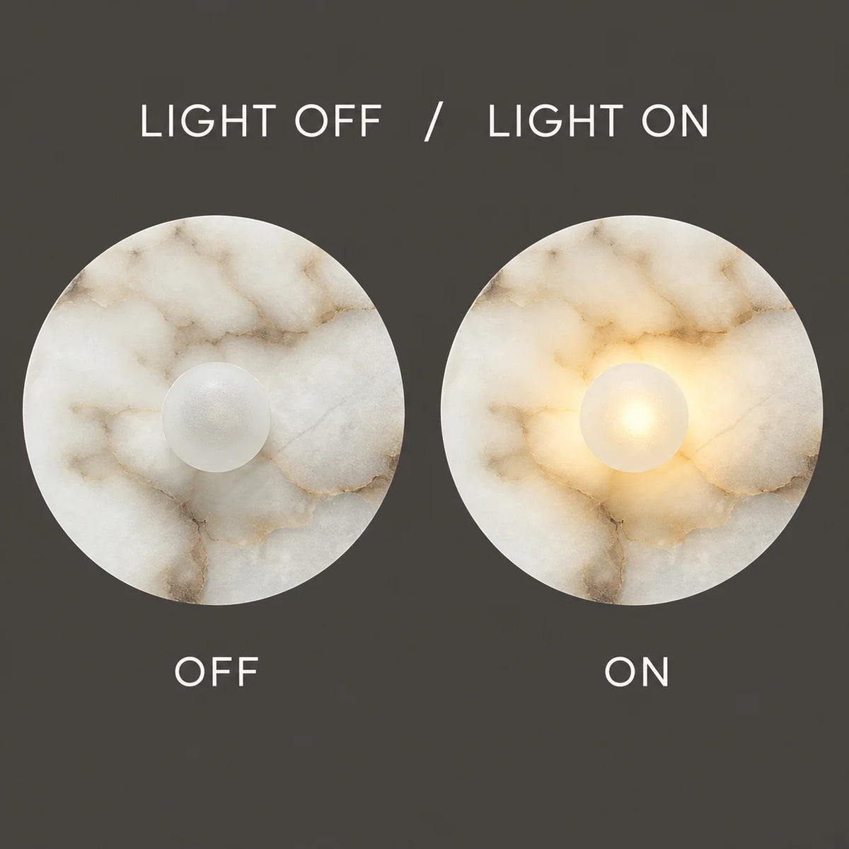 Round Marble Wall Sconce – Modern Stone LED Accent Light
