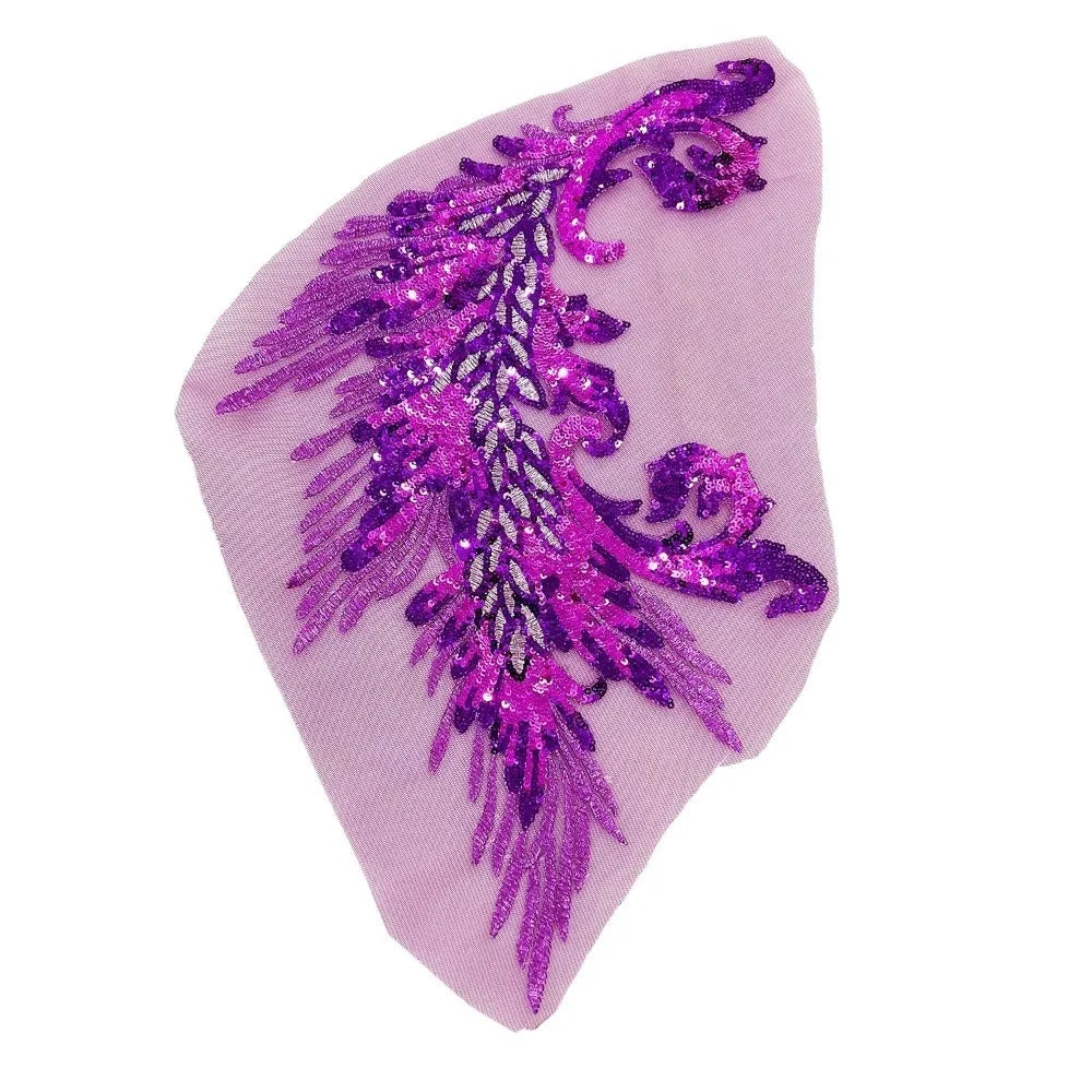Sequin Phoenix Feather Embroidery Patch – DIY Sew-On Appliqué