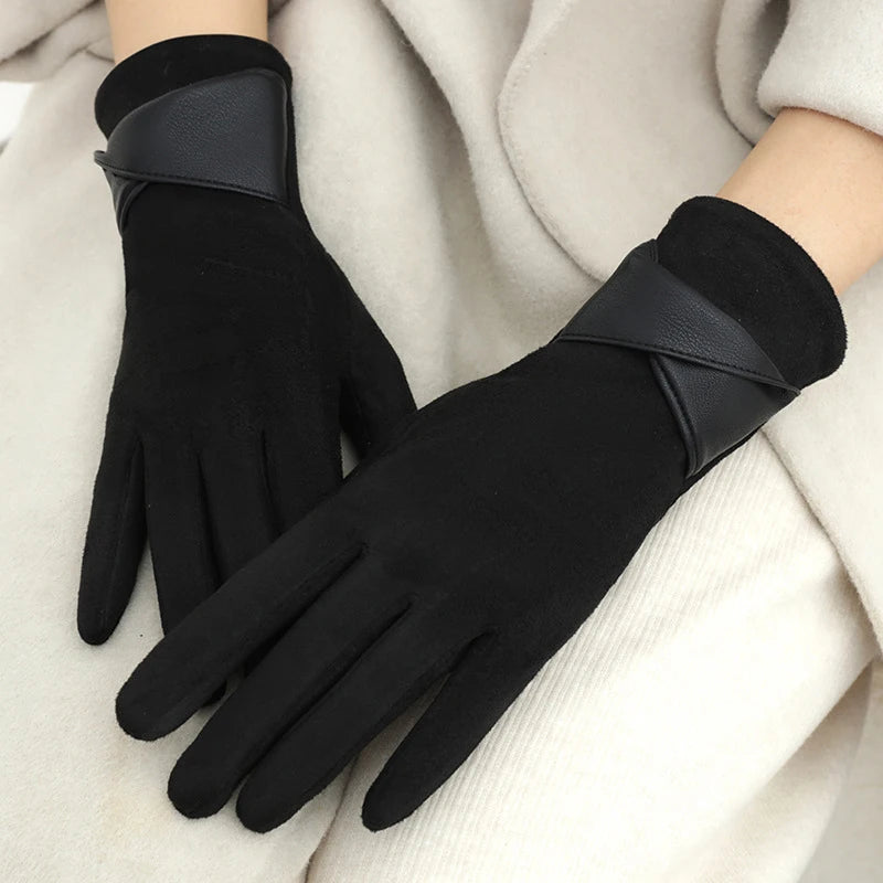 Women's Suede Touchscreen Winter Gloves – Warm Driving Gloves