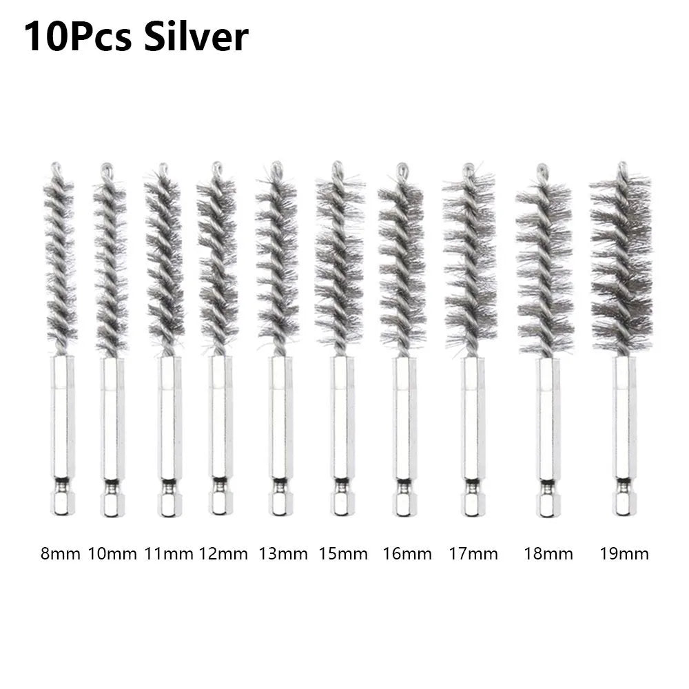 Stainless Steel Bore Brush Set 8–25mm | 6–14Pcs with 1/4" Hex