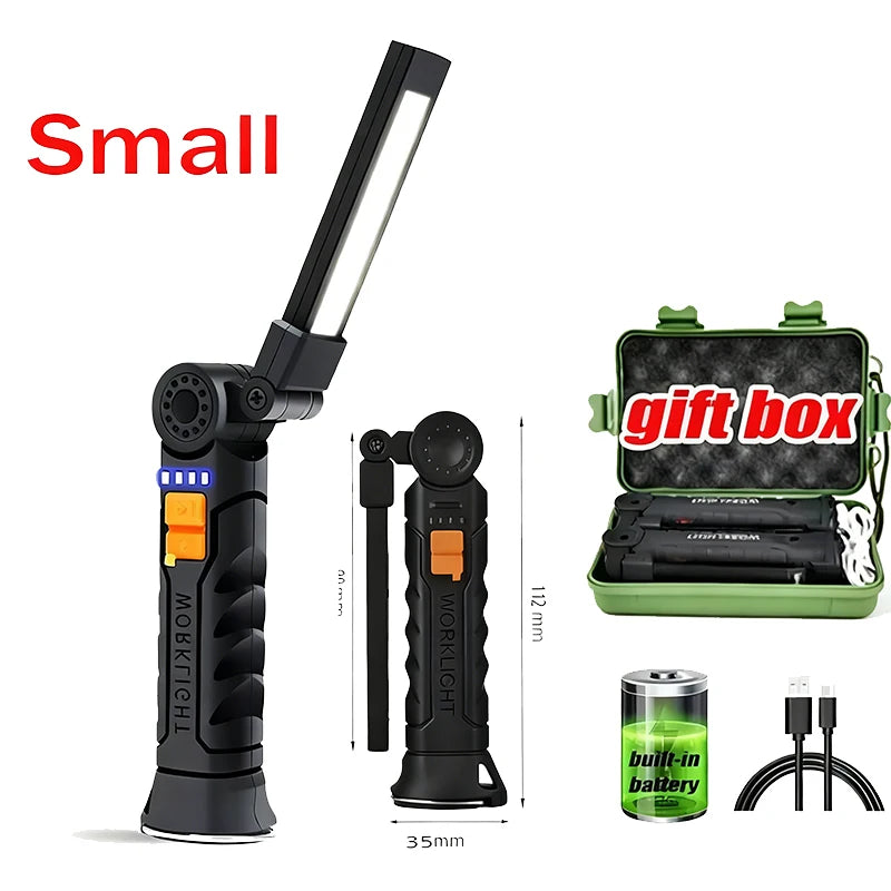 USB Rechargeable COB LED Work Light – 360° Magnetic Flashlight