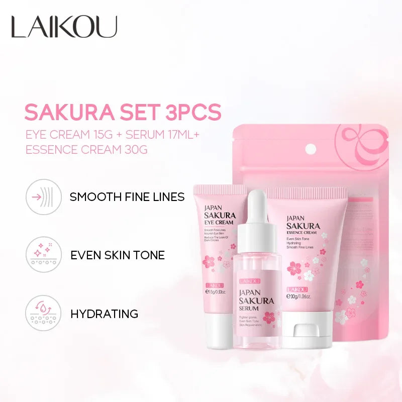 Vitamin C 24K Gold Sakura Skin Care Set – Cream, Serum & Eye Cream