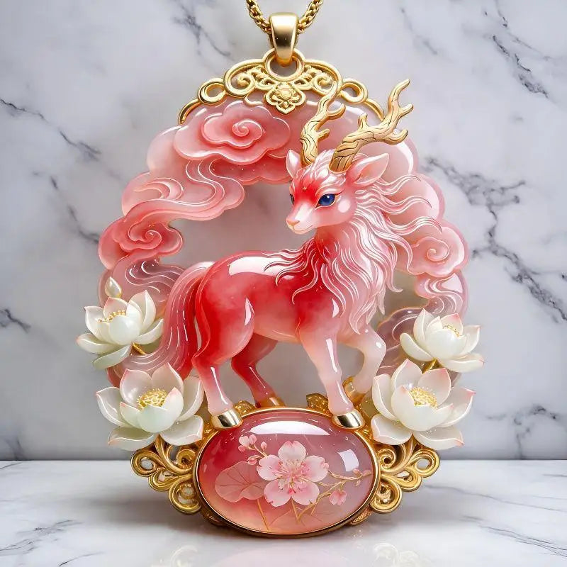 Nine-Tailed Fox Enamel Pendant Necklace | Chinese Mythology