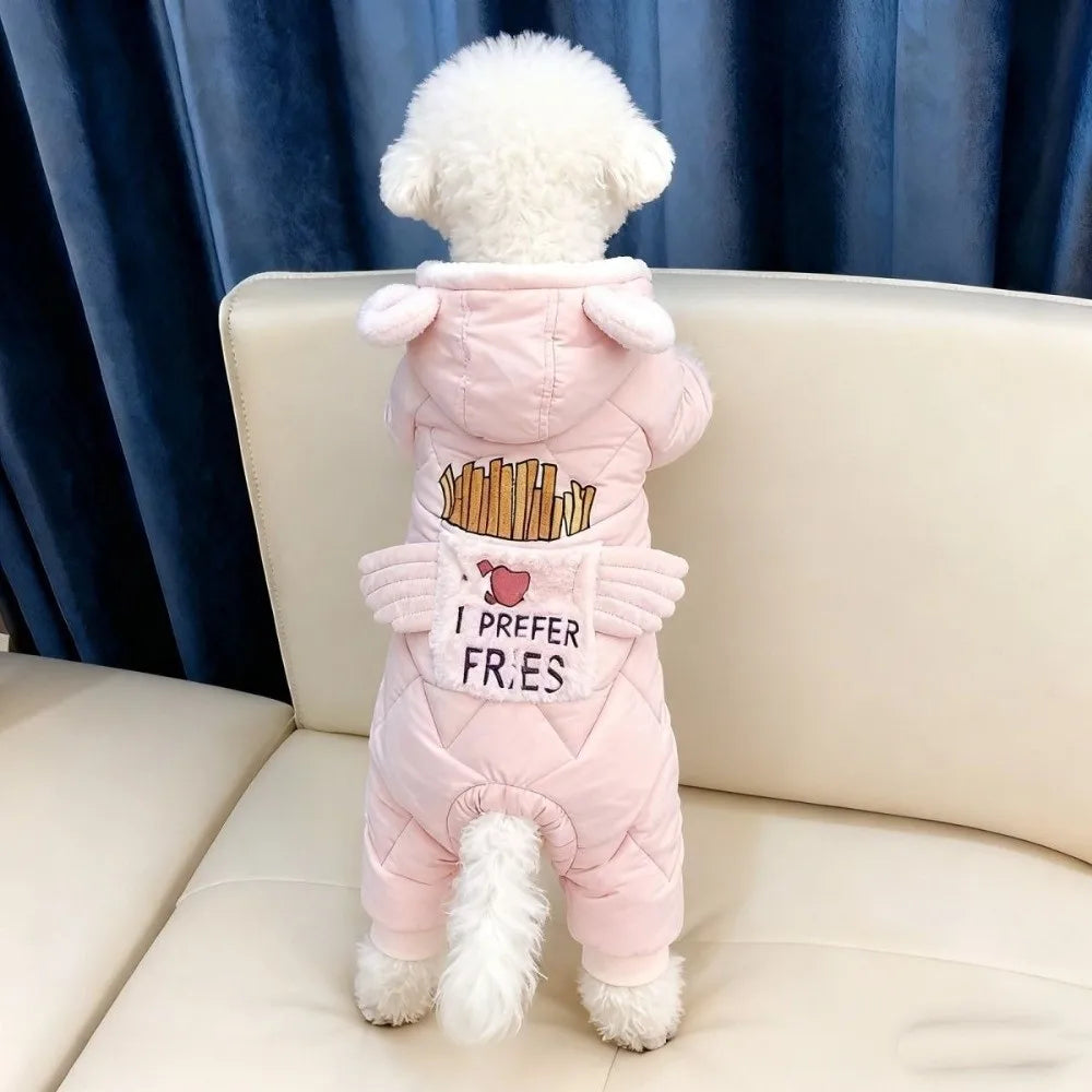 Angel Wings Dog Onesie Pajamas – Cozy Fleece for Small Breeds