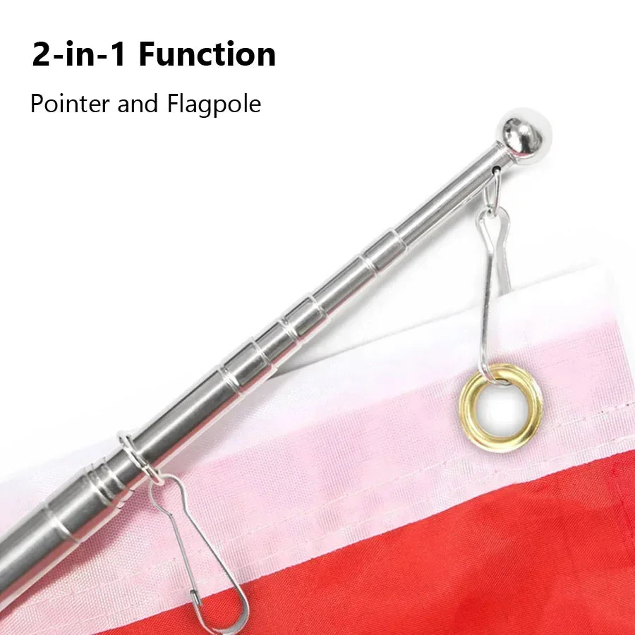 Stainless Steel Telescopic Pointer & Flagpole – 1.2m Extendable
