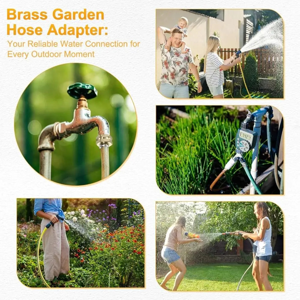 Brass Barb Fitting 3/8"–3/4" x 3/4" GHT Garden Hose Adapter