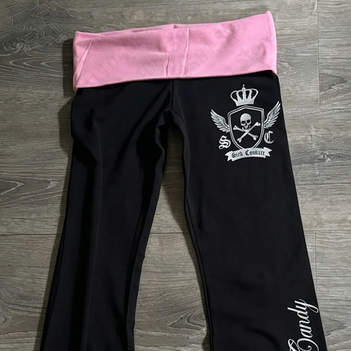 Women's Wide Leg Y2K Flare Pants – Gothic Punk Letter Print