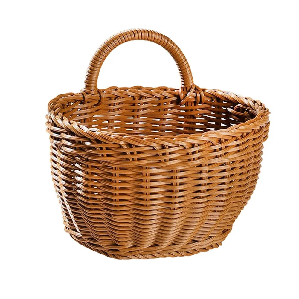 Woven Wicker Wall Hanging Basket – Rattan Storage Organizer