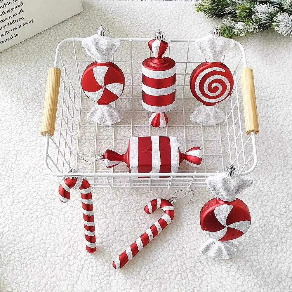 PVC Lollipop & Candy Cane Christmas Ornaments – Red & White