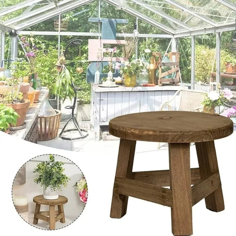 Wooden Mini Plant Stand – Round Bonsai & Succulent Pot Holder