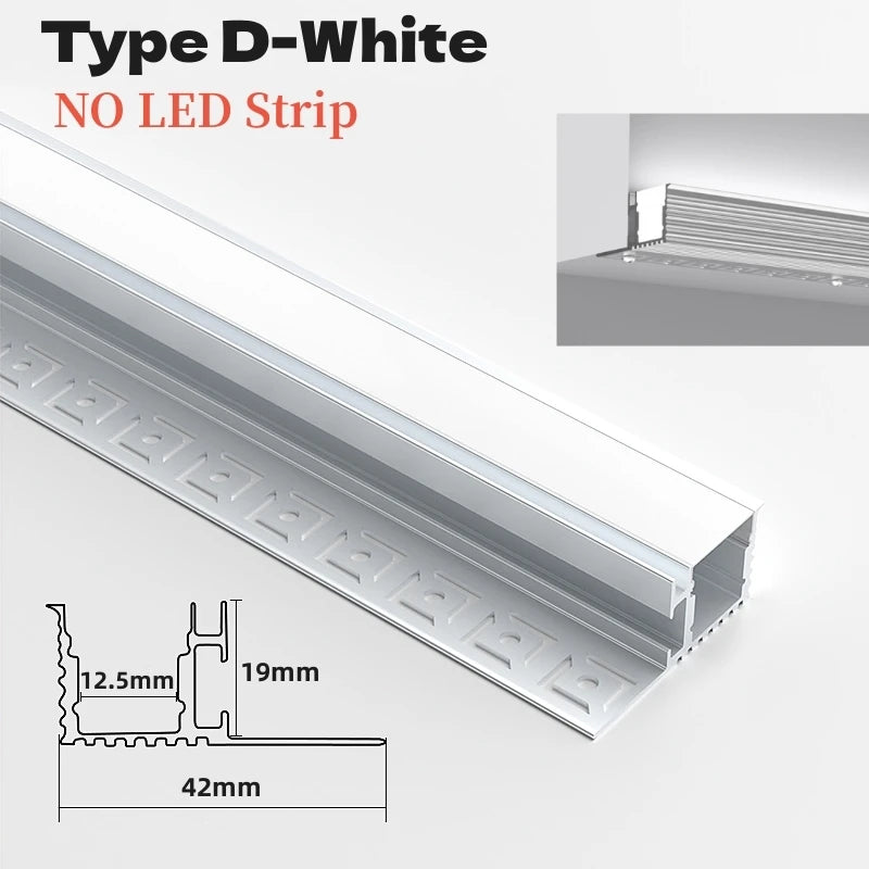 Recessed Corner LED Aluminum Profile Channel 0.5m/1m Ceiling
