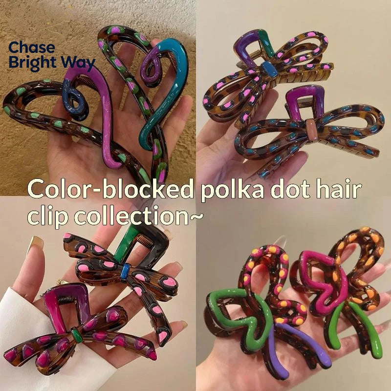 Vintage Bow Shark Claw Clip – Strong Hold for Thick Hair