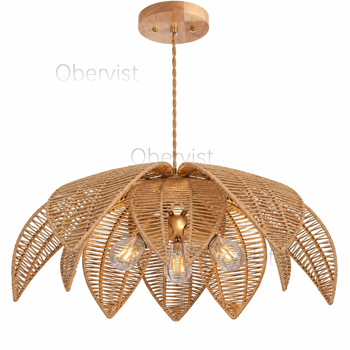 Woven Rattan Pendant Light – Vintage Nordic Hanging Lamp E27