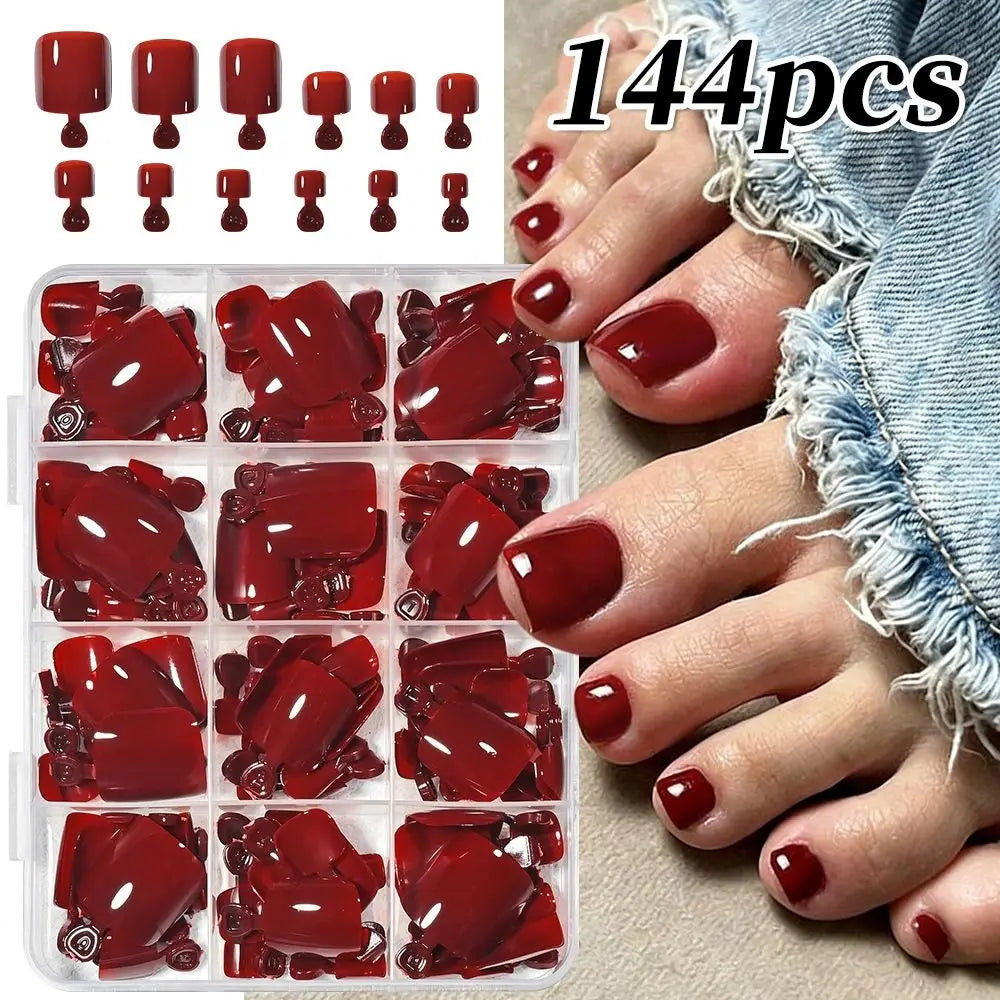 Short Square Press-On False Toenails – Full Cover 96/144/288 Pcs