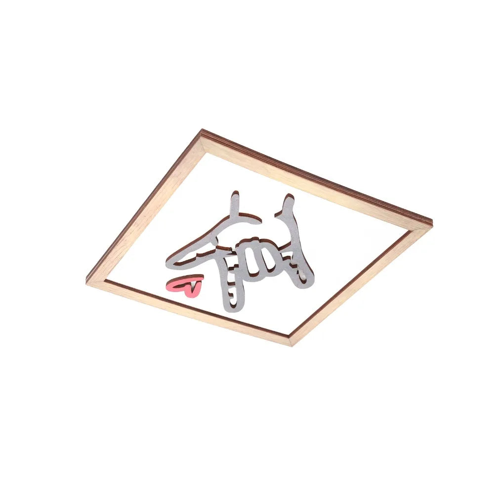 Rustic "I Love You" Sign Language Wooden Wall Frame – 25cm