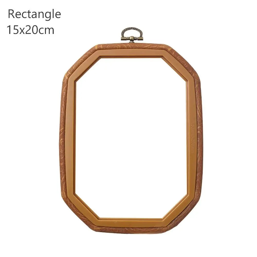 Wood Grain Plastic Embroidery Hoop – Multi-Shape DIY Frame