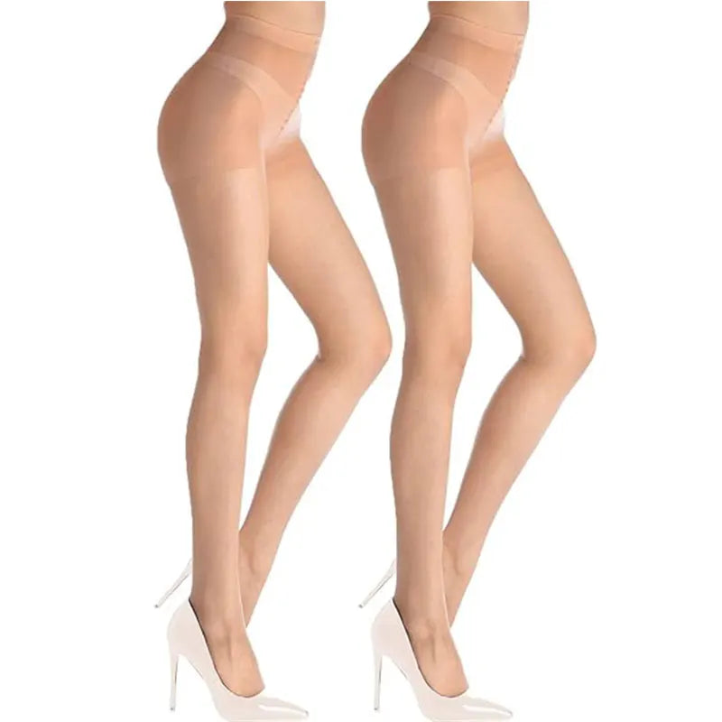 Women's Sheer Control Top Pantyhose 20D Nylon – 2 Pairs