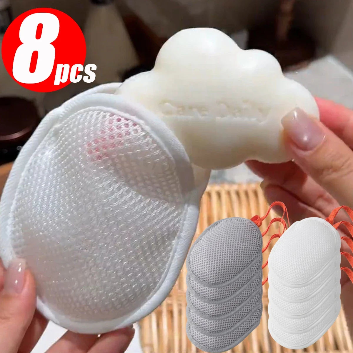 Mesh Soap Bag Foaming Exfoliator Pouch – 1–8 Pack Bath Scrubber