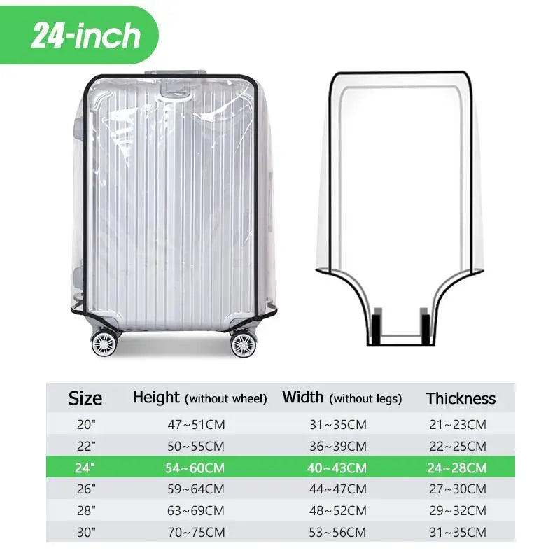 Transparent PVC Luggage Cover | Waterproof 20–30 Inch Suitcase