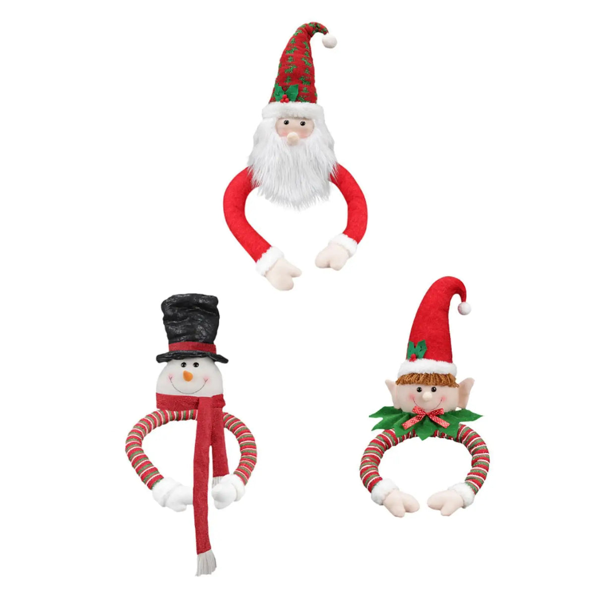 Plush Christmas Tree Topper Doll – Santa, Snowman & Elf