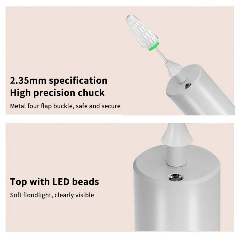 Wireless Nail Drill 35000RPM USB Rechargeable Manicure Pen
