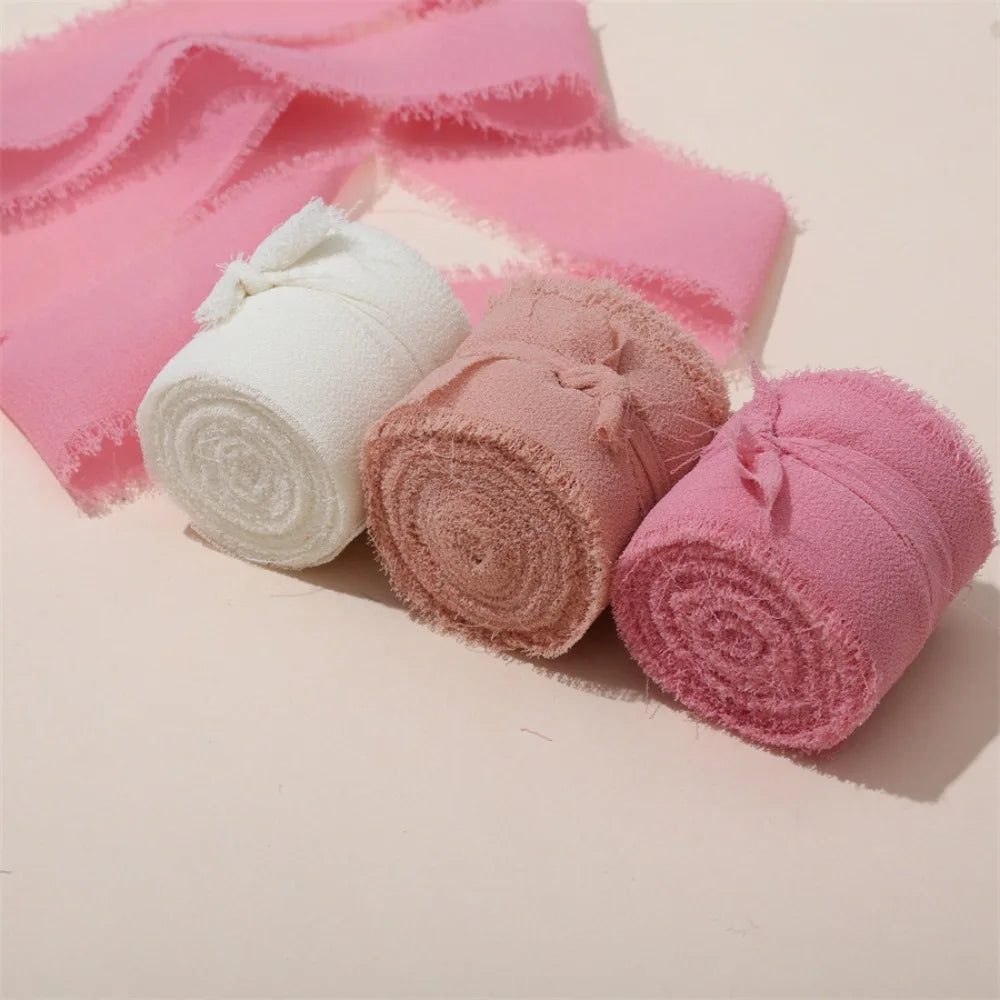 3-Roll Fringe Chiffon Ribbon – 5m DIY Wedding & Craft Décor