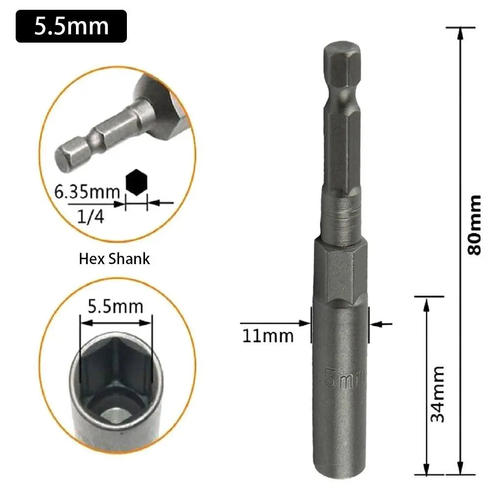 Magnetic Hex Nut Driver Drill Bit Adapter 1/4" – 5.5–19mm