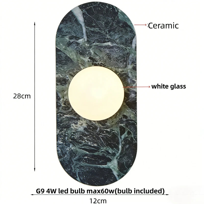 White Marble LED Wall Sconce – Wabi Sabi Stone Wall Lamp