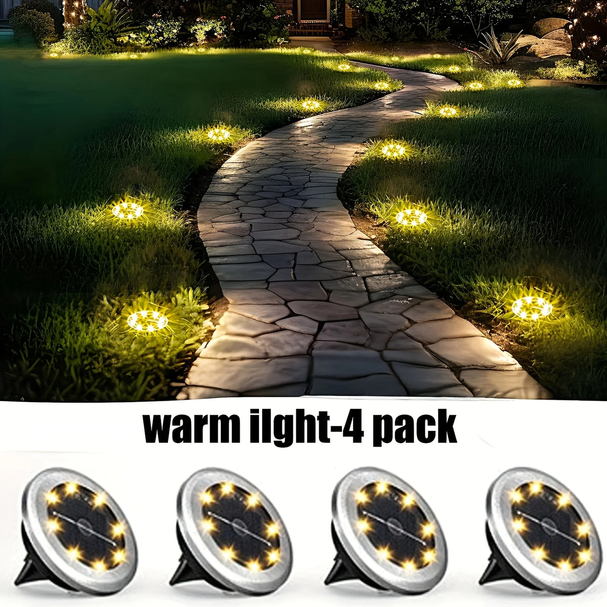 Solar In-Ground LED Path Lights – IP65 Waterproof Garden Lamp