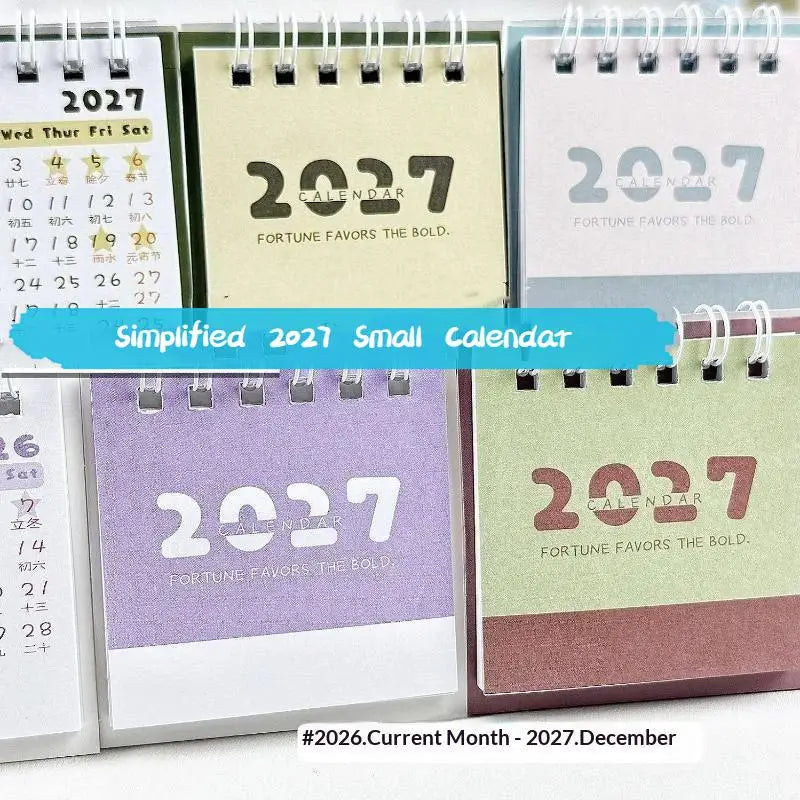 Minimalist 2027 Mini Desk Calendar – Color-Block Desktop Décor