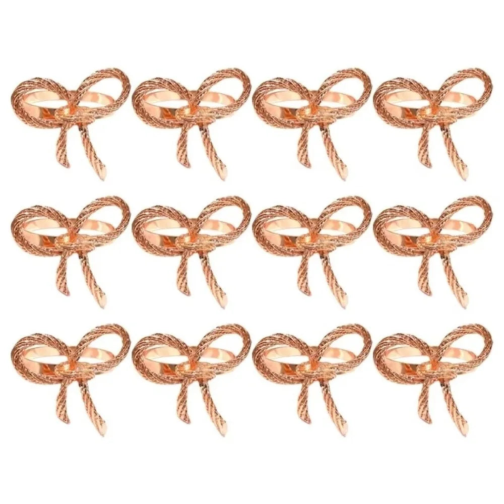 Elegant Bow Metal Napkin Rings – Gold, Silver & Rose Gold Set