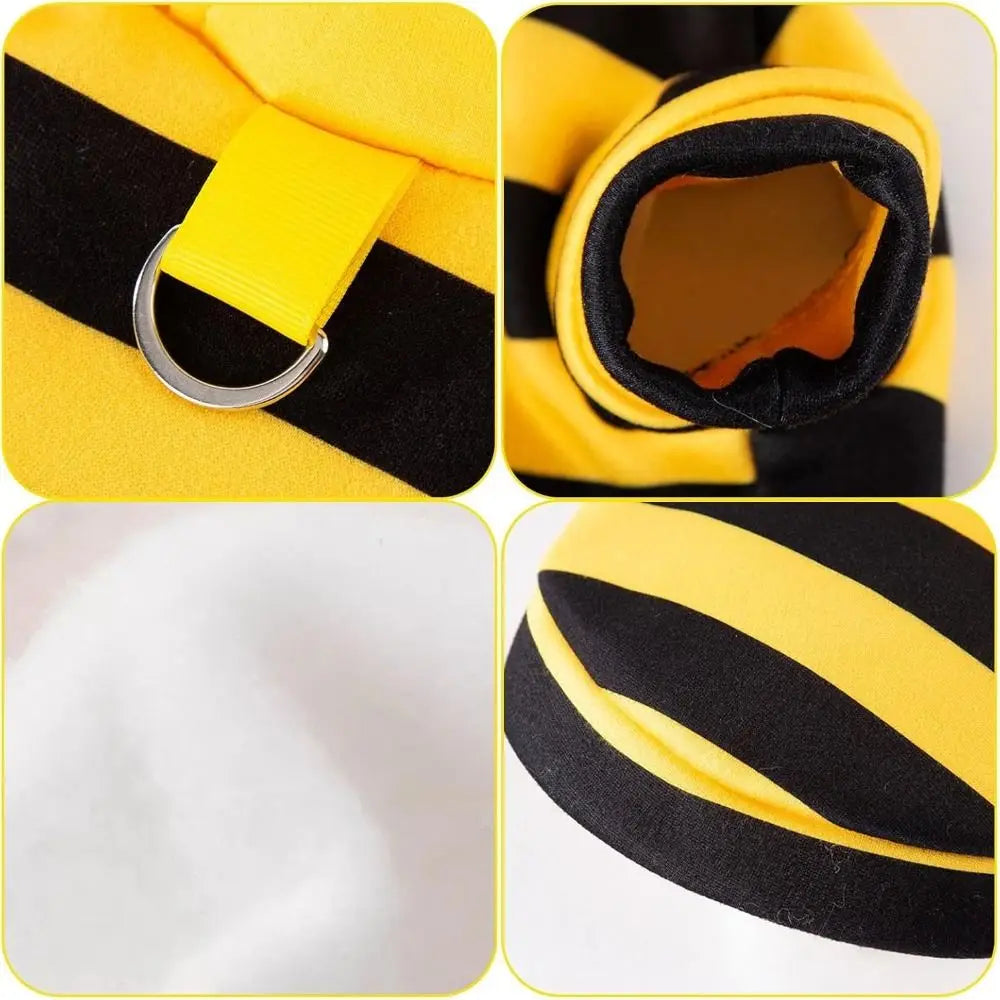 Bee Costume Hoodie for Cats & Dogs – Warm Striped Pet Outfit