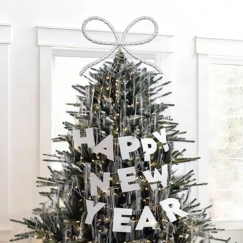 Rhinestone Bow Christmas Tree Topper – Gold & Silver Metal