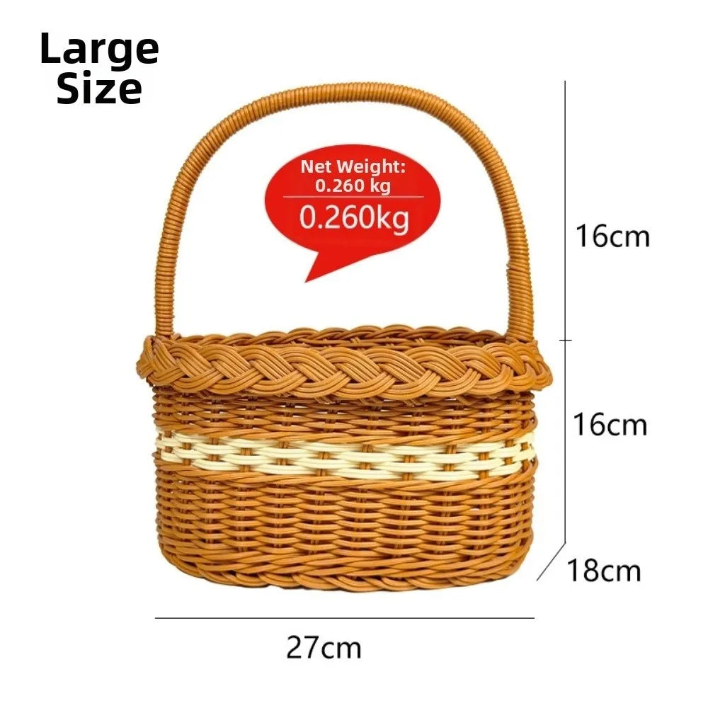 Handwoven Rattan Flower Basket with Handle – 2 Sizes