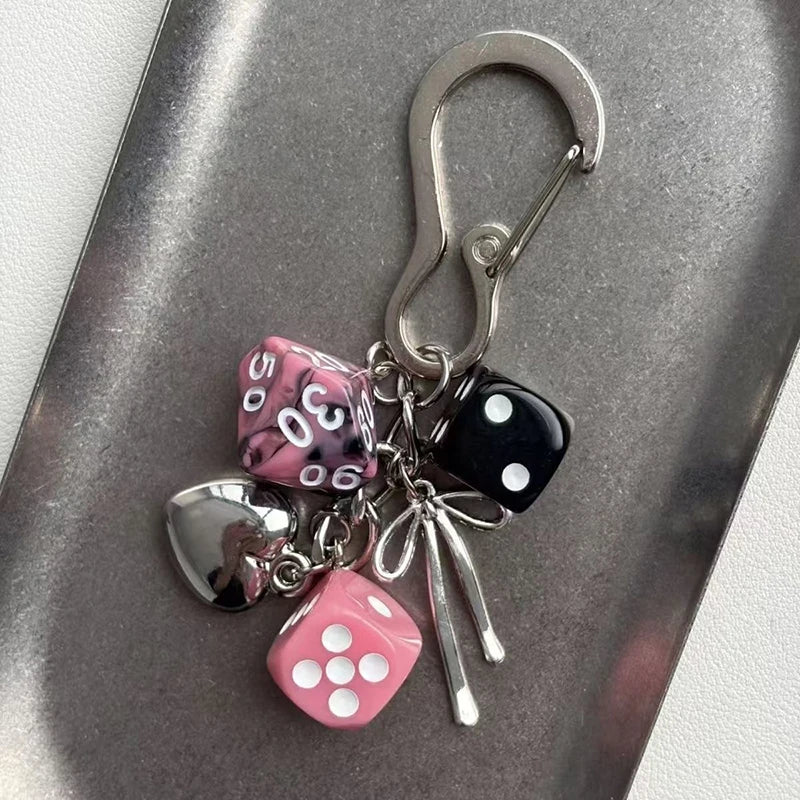 Vintage Irregular Dice Keychain Bag Charm & Phone Chain