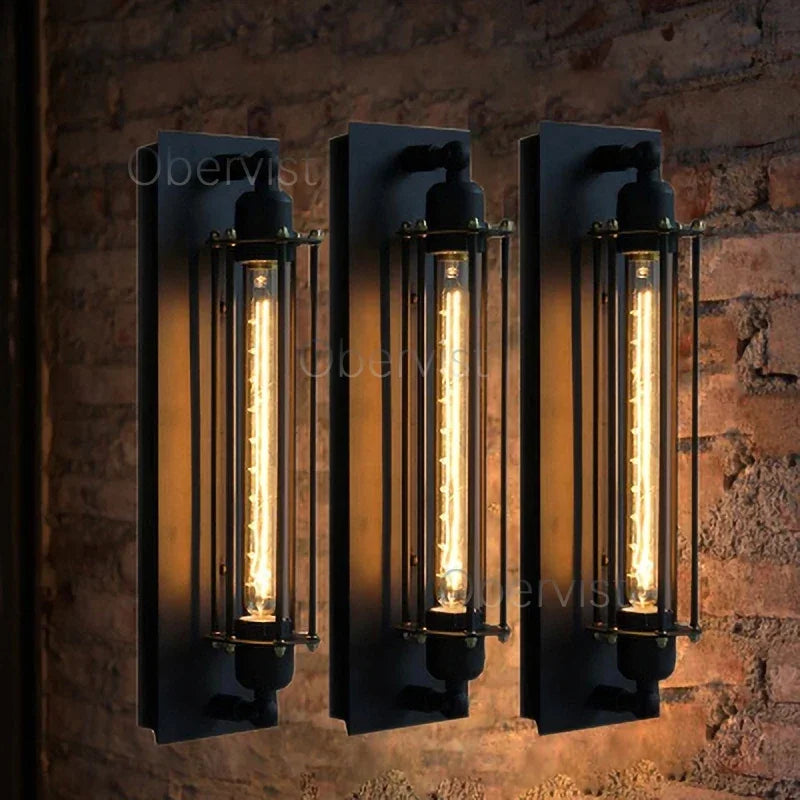 Retro Industrial Iron Wall Sconce – E27 LED Indoor Light