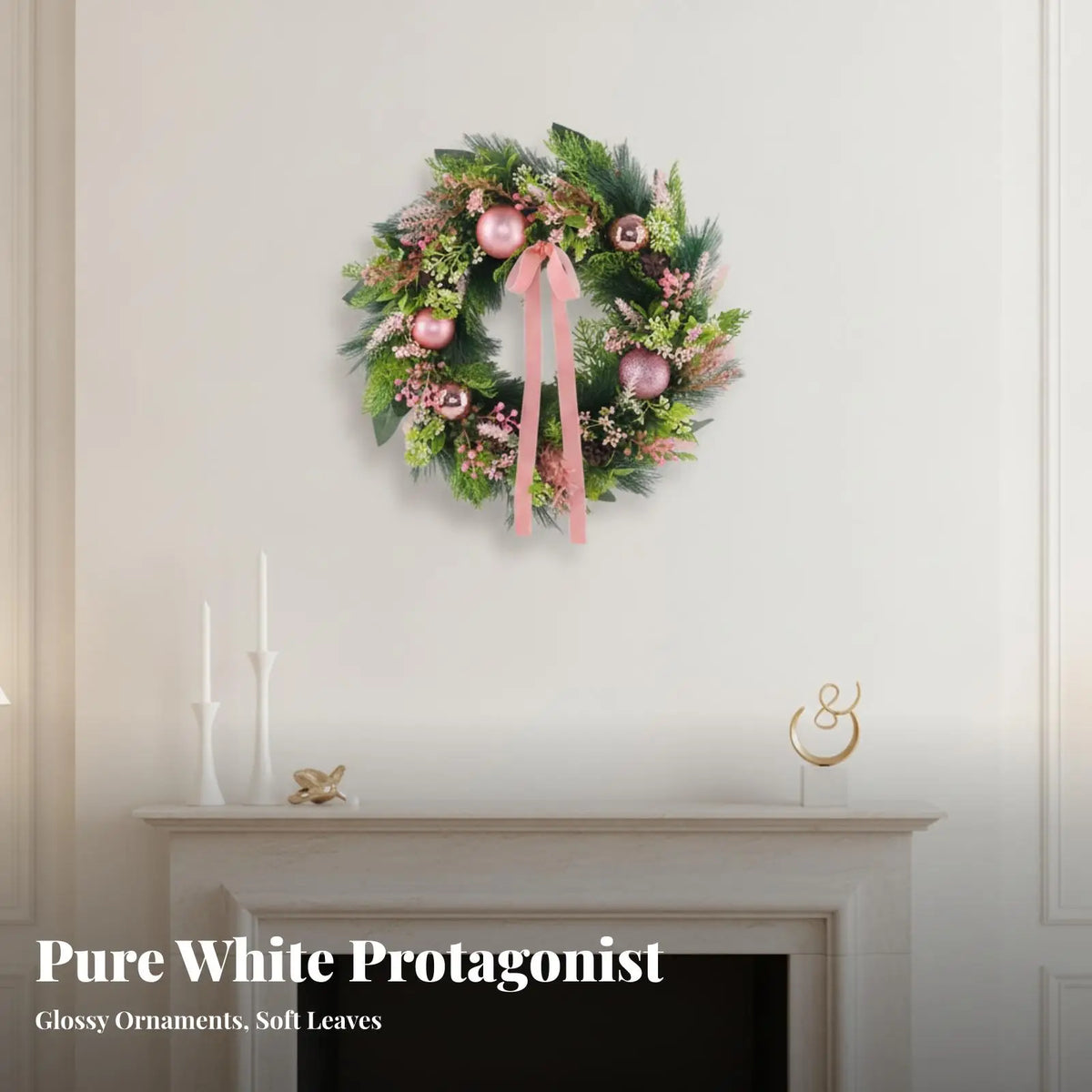 Pink Christmas Wreath – Door & Wall Hanging Decoration 45cm