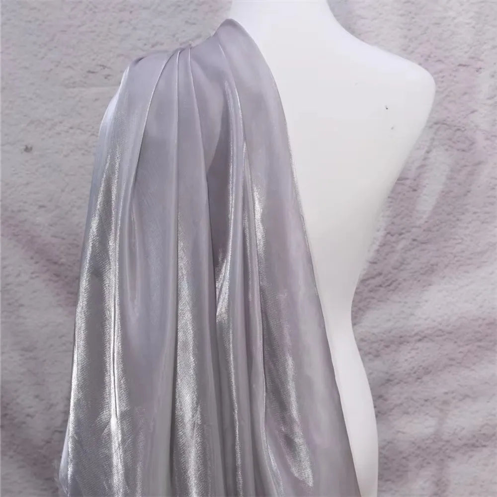 Reflective Liquid Satin Fabric – Metallic Water Gloss Texture