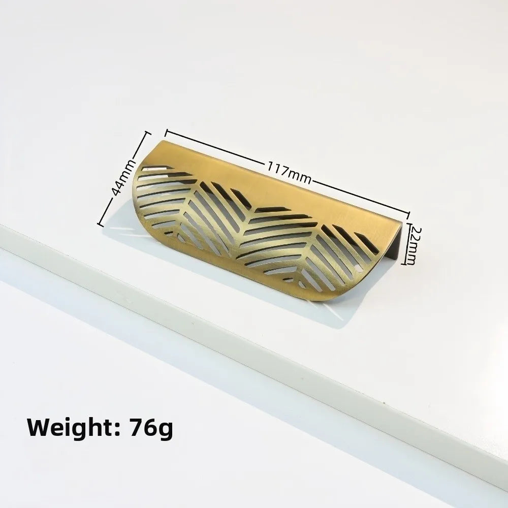 Zinc Alloy Hollow Leaf Cabinet Drawer Pull Handle | Curved Grip
