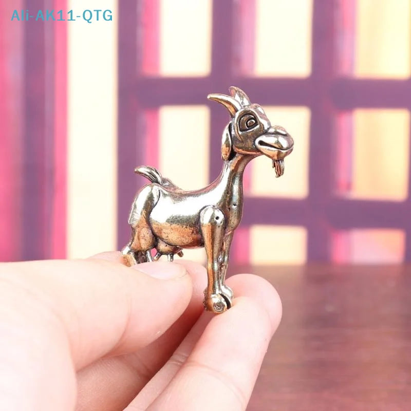 Vintage Solid Brass Goat Statue – Retro Feng Shui Figurine